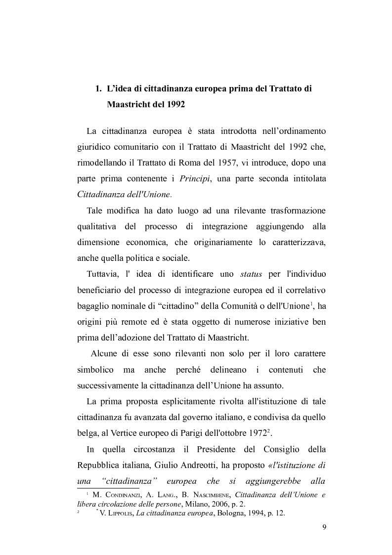 Anteprima della tesi: Il diritto di circolazione e soggiorno dei cittadini dell'Unione Europea, Pagina 5