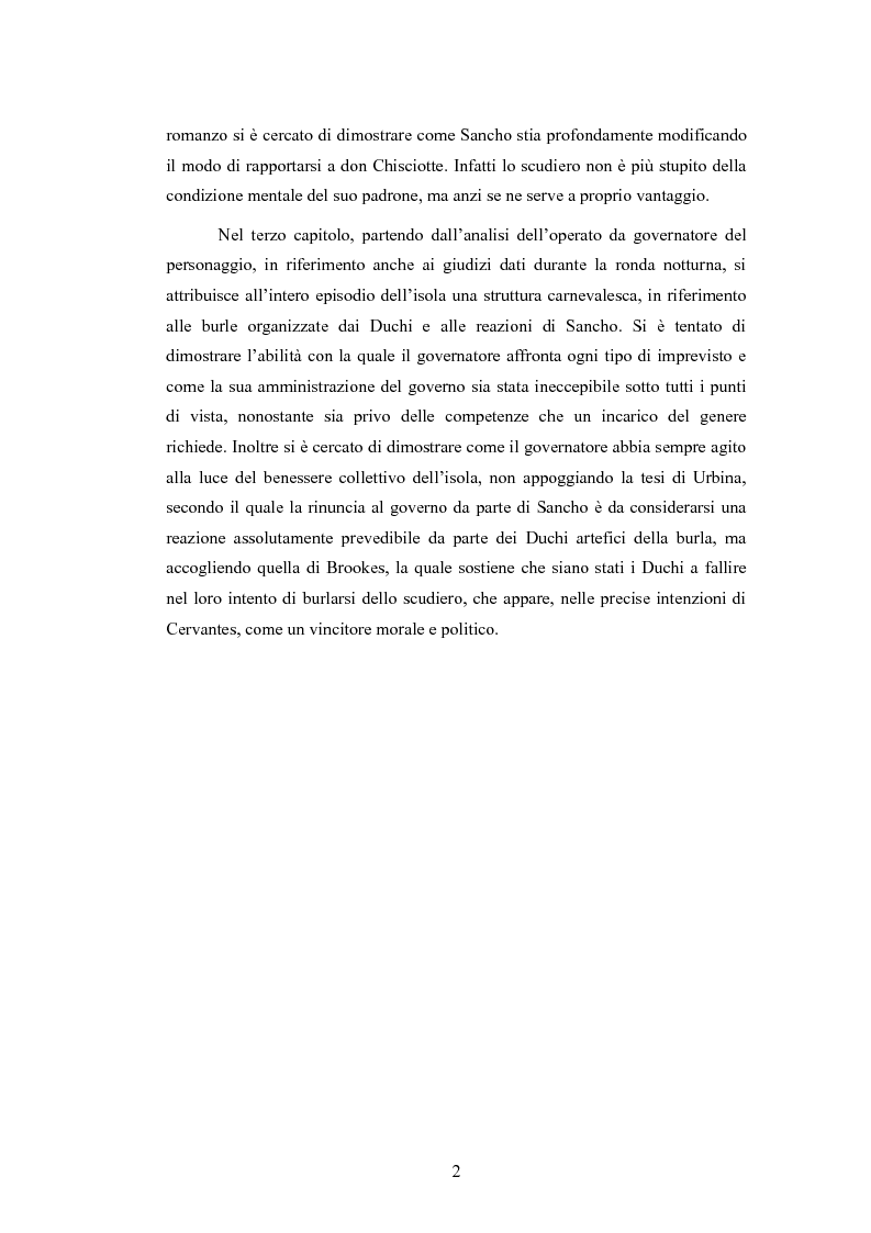 Anteprima della tesi: Sancho Panza, da scudiero fedele a governatore ''quasi'' ideale, Pagina 2