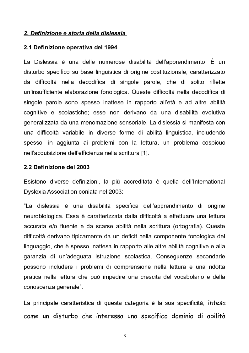 Anteprima della tesi: Prevalenza dei disturbi specifici dell’apprendimento nella popolazione scolastica di Ferrara e provincia. Problemi aperti e soluzioni a confronto., Pagina 3