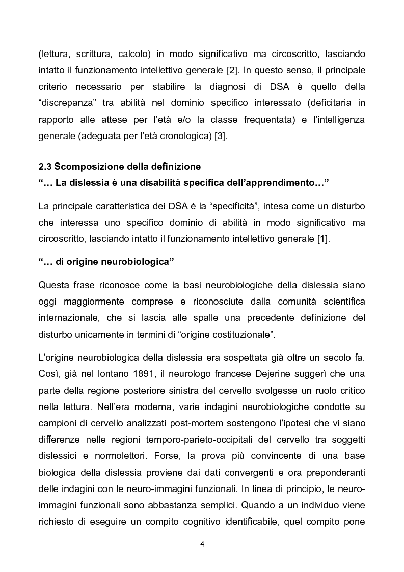 Anteprima della tesi: Prevalenza dei disturbi specifici dell’apprendimento nella popolazione scolastica di Ferrara e provincia. Problemi aperti e soluzioni a confronto., Pagina 4