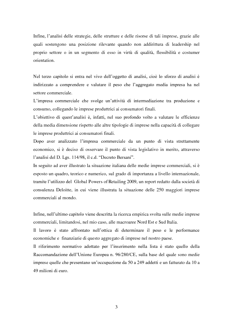 Anteprima della tesi: Le medie imprese commerciali, un'analisi di due macroaree: Nord Est e Sud Italia, Pagina 3
