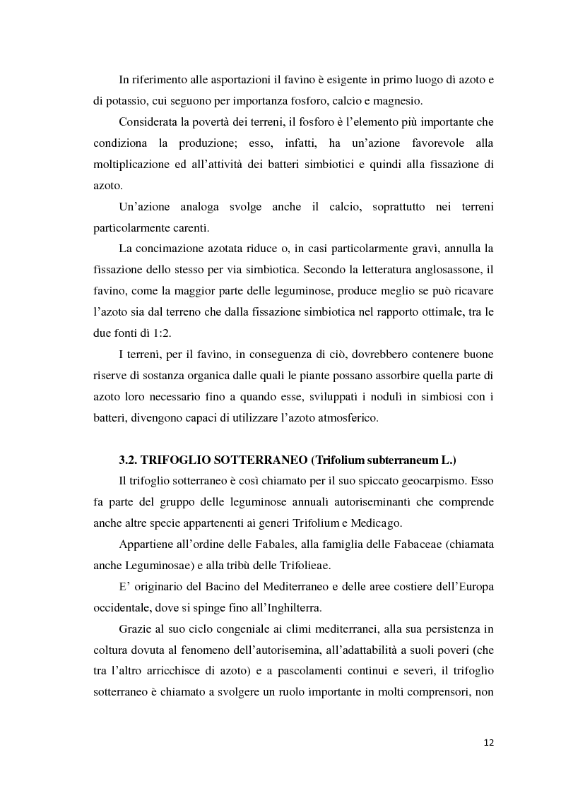 Anteprima della tesi: Quantificazione dell’azotofissazione in leguminose foraggere e stima della quota di azoto trasferito al cereale in successione, Pagina 12