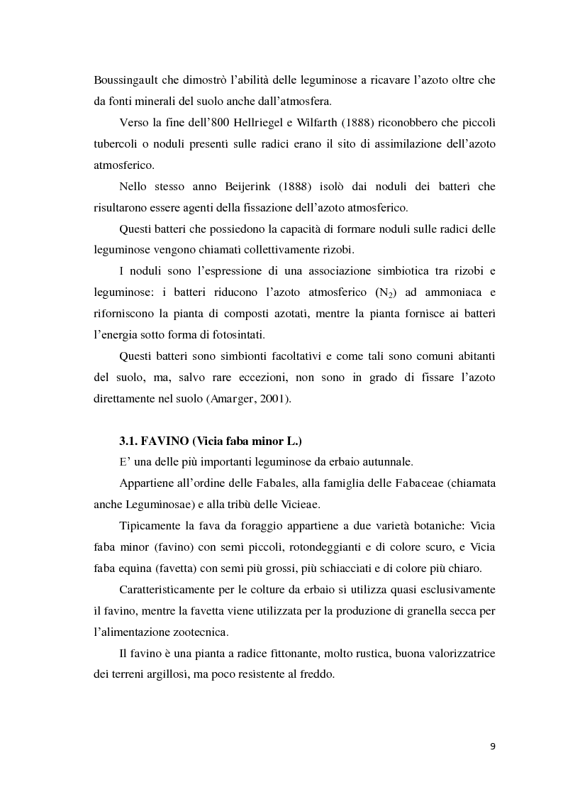 Anteprima della tesi: Quantificazione dell’azotofissazione in leguminose foraggere e stima della quota di azoto trasferito al cereale in successione, Pagina 9