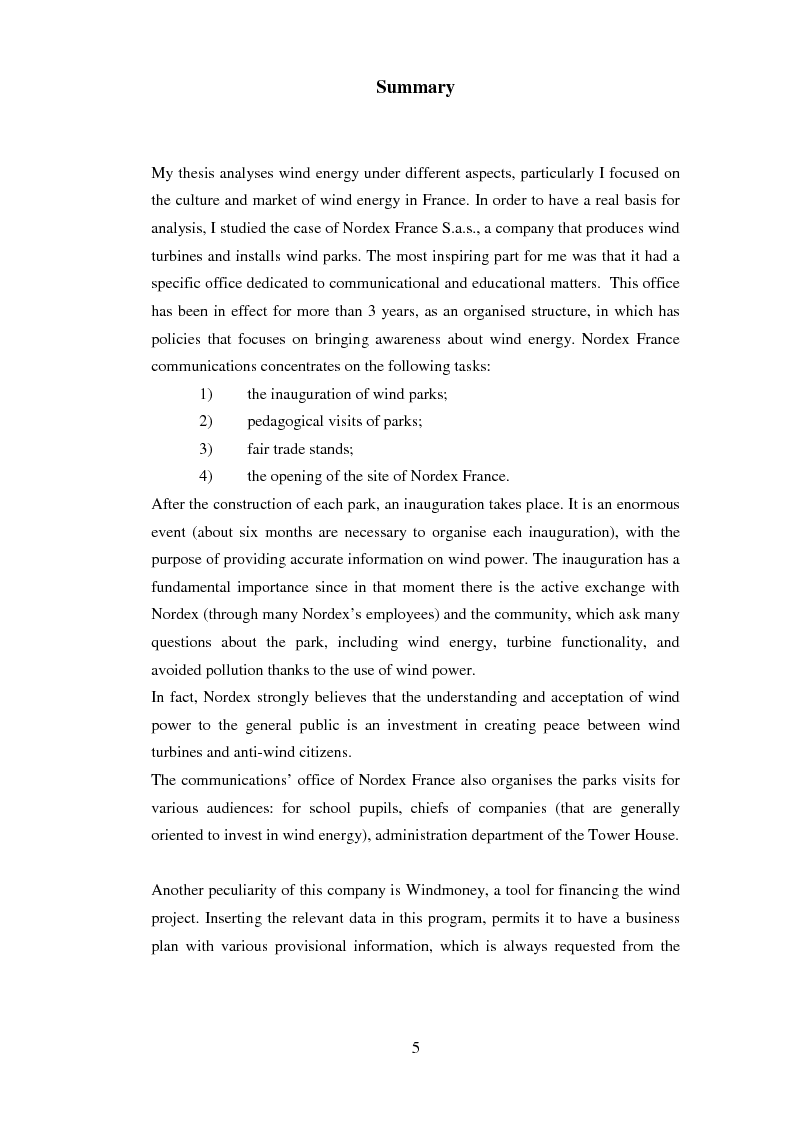 Anteprima della tesi: The Culture and Market on Wind Project Financing. The French Experience., Pagina 2