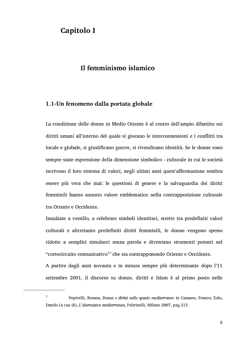 Anteprima della tesi: Il femminismo islamico. Storia e prospettive in due casi di studio: Egitto e Arabia Saudita., Pagina 8