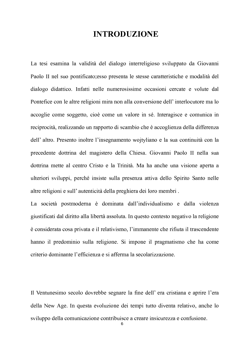 Anteprima della tesi: Fondamenti pedagogici nel dialogo interreligioso dell'opera di Giovanni Paolo II, Pagina 6