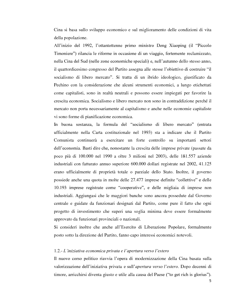 Anteprima della tesi: Lo sviluppo economico cinese: opportunità per le imprese italiane, Pagina 3