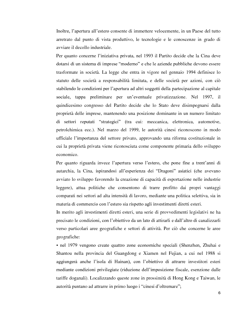 Anteprima della tesi: Lo sviluppo economico cinese: opportunità per le imprese italiane, Pagina 4