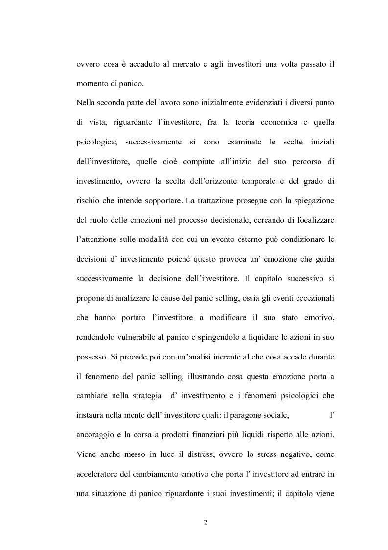 Anteprima della tesi: Il Panic Selling. Dinamiche dei momenti di panico finanziario, Pagina 2