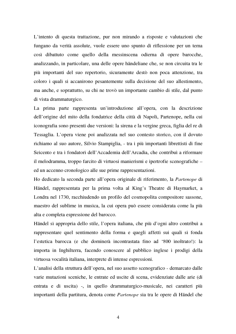 Anteprima della tesi: La Partenope di Handel: un esempio di messinscena moderna di un'opera barocca, Pagina 2