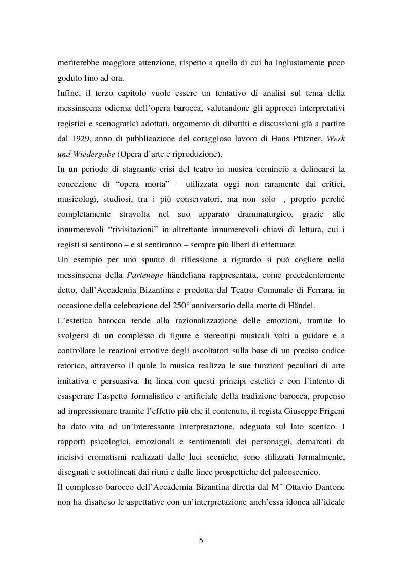 Anteprima della tesi: La Partenope di Handel: un esempio di messinscena moderna di un'opera barocca, Pagina 3