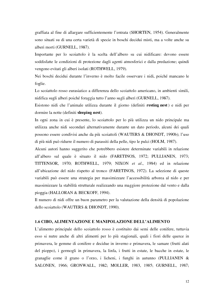 Anteprima della tesi: Nuovi dati sul comportamento di Sciurus vulgaris merdionalis in Calabria, Pagina 12