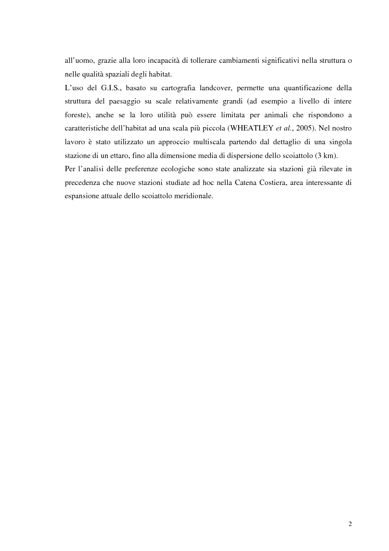 Anteprima della tesi: Nuovi dati sul comportamento di Sciurus vulgaris merdionalis in Calabria, Pagina 2
