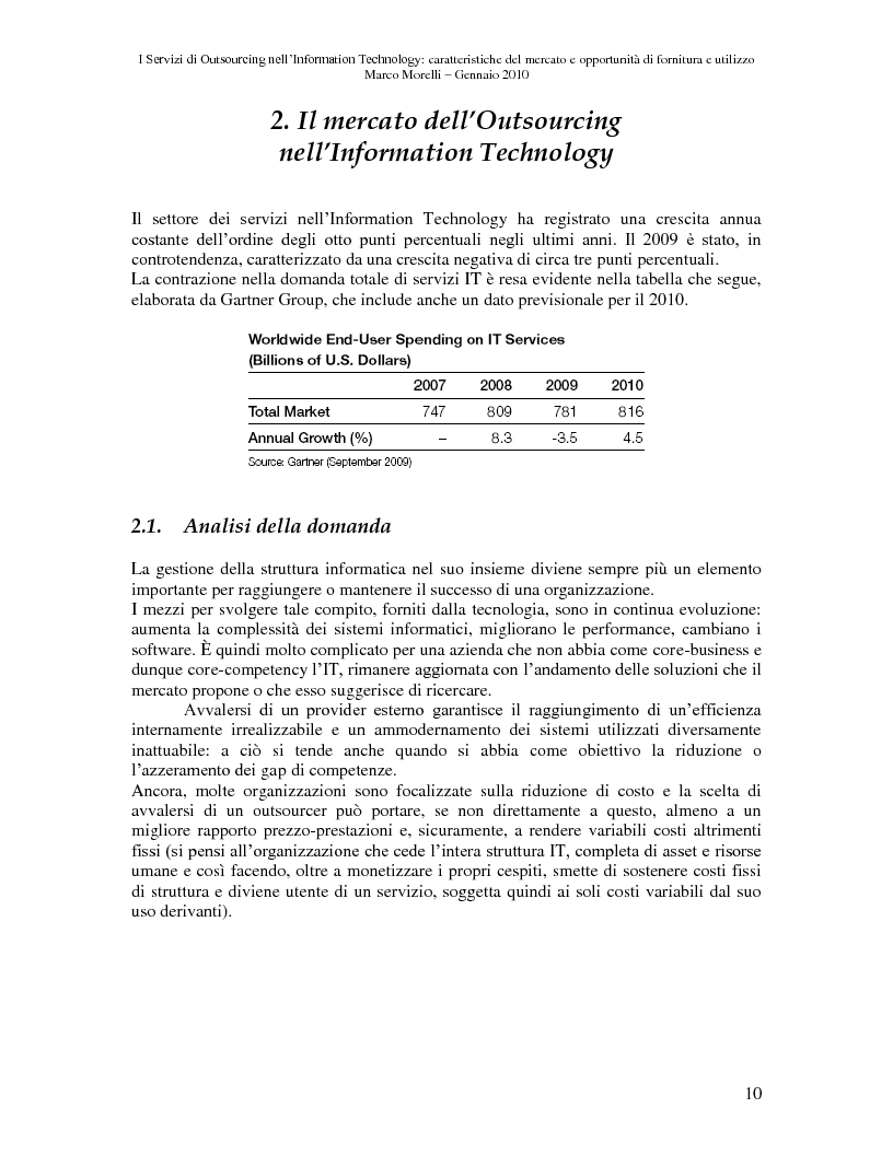 Anteprima della tesi: I Servizi di Outsourcing nell'Information Technology: caratteristiche del mercato e opportunità di fornitura e utilizzo, Pagina 7