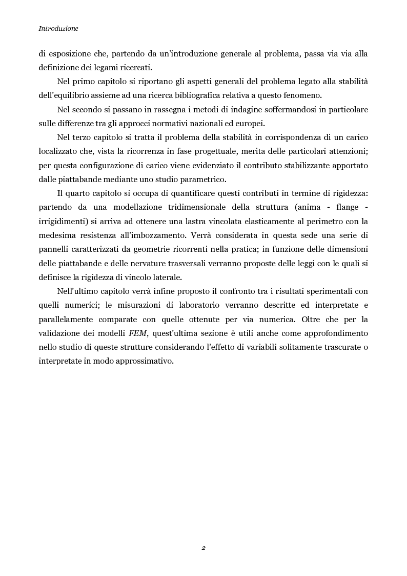 Anteprima della tesi: Influenza della geometria di flange e irrigidimenti sulla stabilità delle anime di travi da ponte, Pagina 2