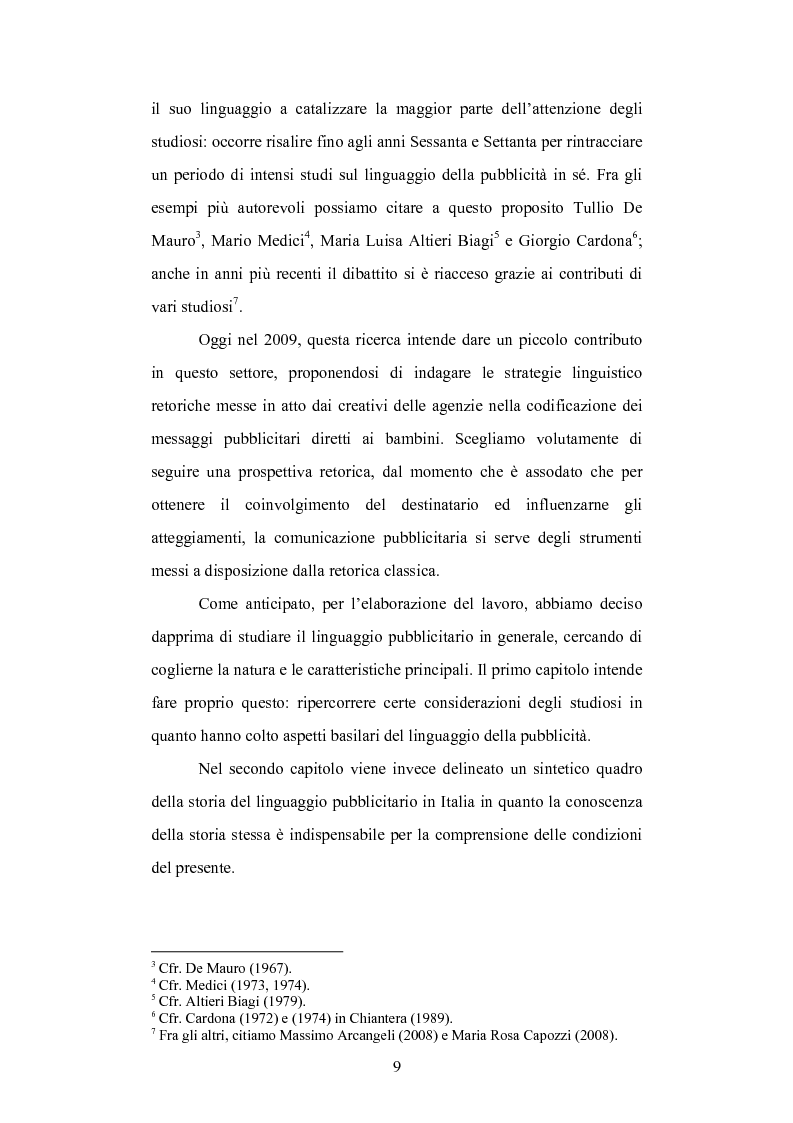Anteprima della tesi: Strategie linguistiche e retoriche della comunicazione pubblicitaria rivolta ai bambini, Pagina 3