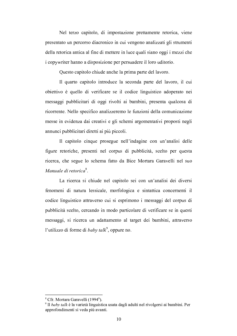 Anteprima della tesi: Strategie linguistiche e retoriche della comunicazione pubblicitaria rivolta ai bambini, Pagina 4