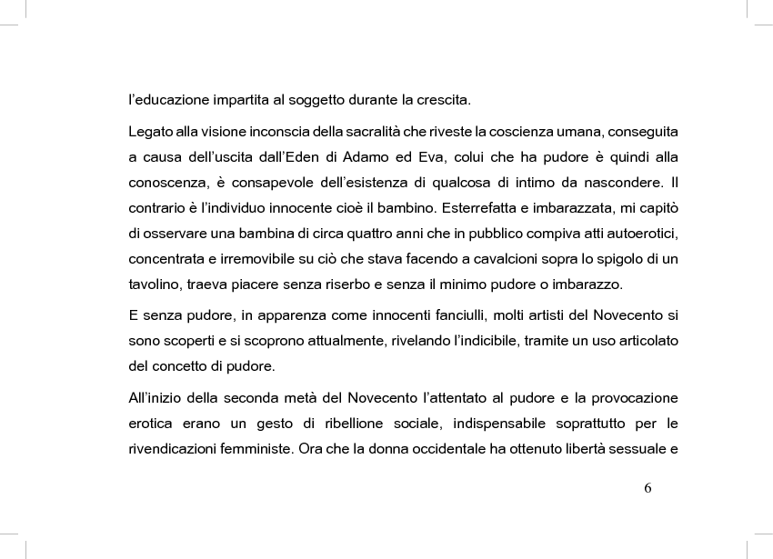 Anteprima della tesi: La perdita del pudore nell'arte contemporanea, Pagina 2