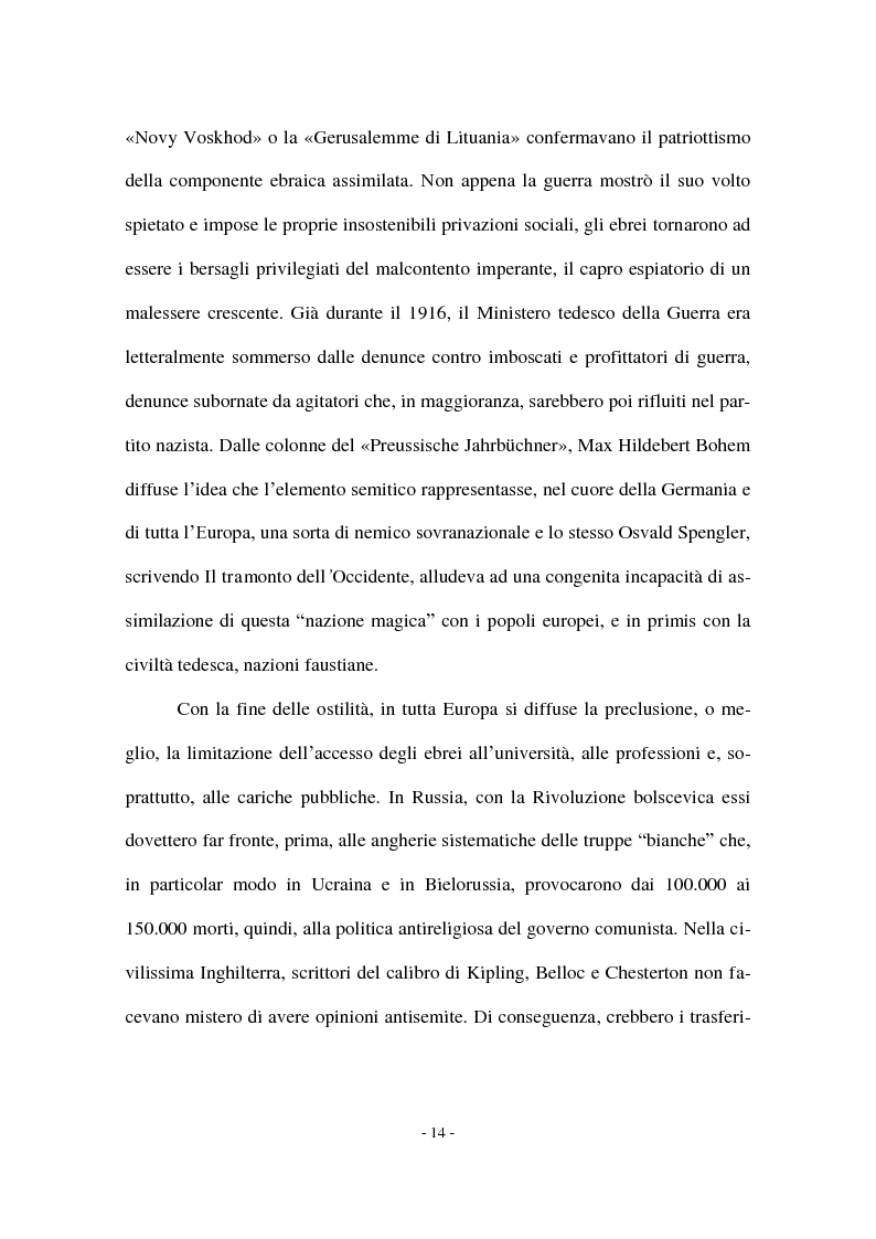 Anteprima della tesi: I Protocolli dei Savi anziani di Sion: storia di un falso antisemita nell'Europa del Novecento, Pagina 12