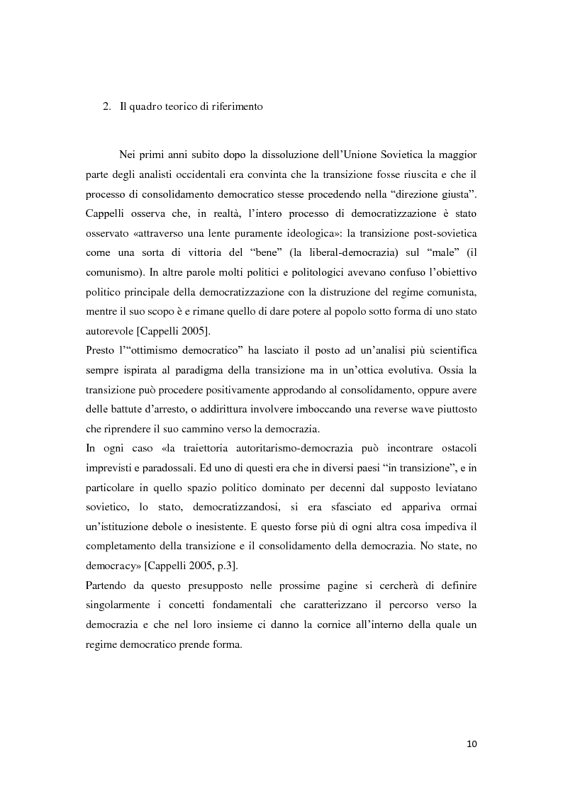 Anteprima della tesi: Verso la democrazia o ritorno all'autoritarismo? La transizione di regime in Russia (1991-2009), Pagina 6