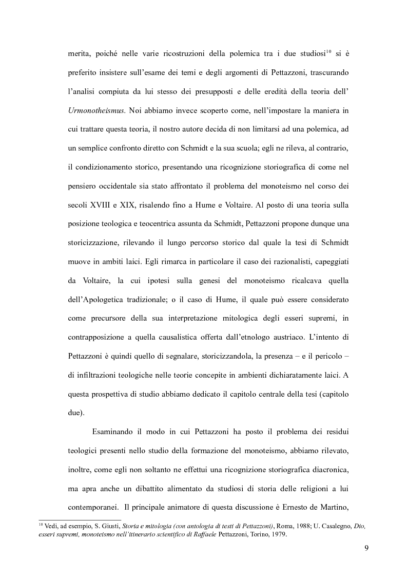 Anteprima della tesi: Raffaele Pettazzoni e la formazione del monoteismo. Analisi dei residui teologici presenti nella teoria del monoteismo primordiale., Pagina 7