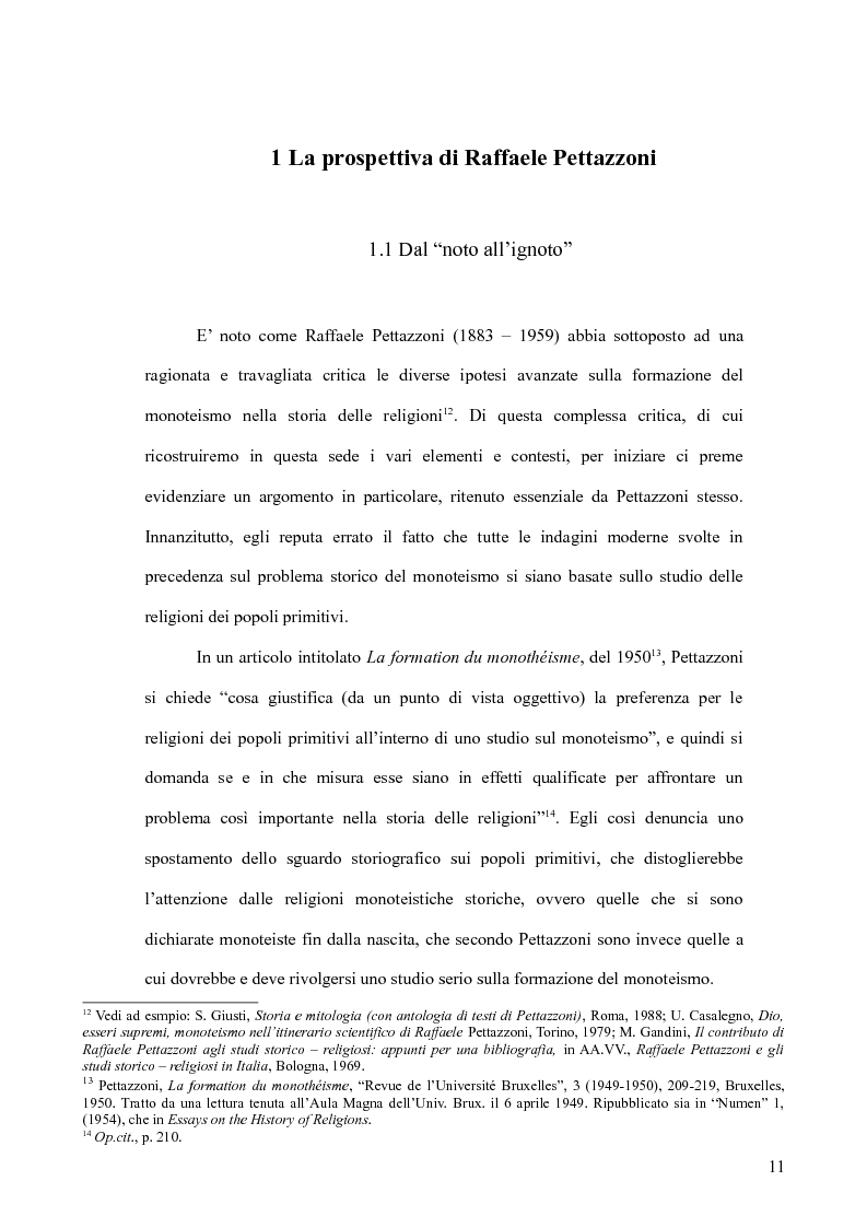 Anteprima della tesi: Raffaele Pettazzoni e la formazione del monoteismo. Analisi dei residui teologici presenti nella teoria del monoteismo primordiale., Pagina 9