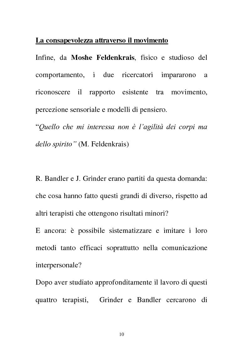 Anteprima della tesi: La Programmazione Neuro Linguistica come modalità di comunicazione efficace, Pagina 10