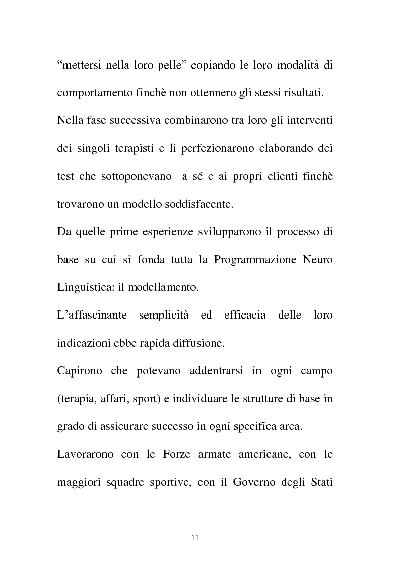Anteprima della tesi: La Programmazione Neuro Linguistica come modalità di comunicazione efficace, Pagina 11