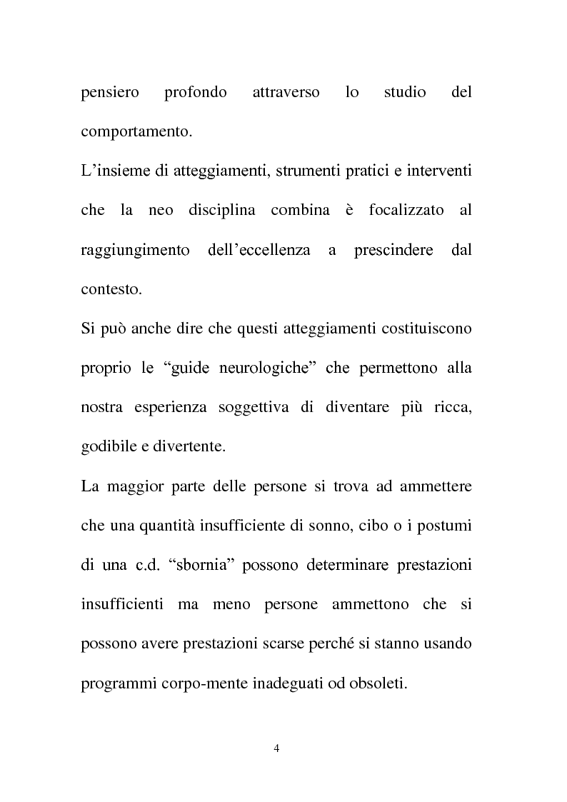 Anteprima della tesi: La Programmazione Neuro Linguistica come modalità di comunicazione efficace, Pagina 4