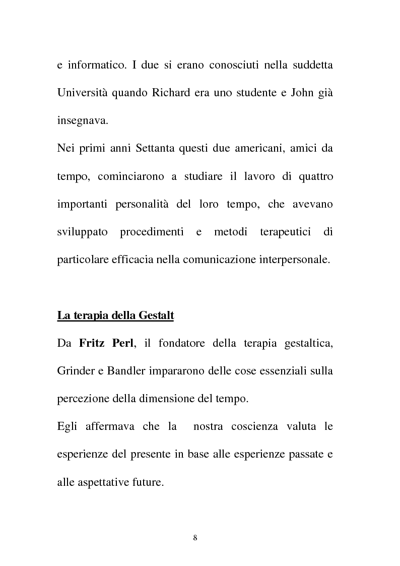 Anteprima della tesi: La Programmazione Neuro Linguistica come modalità di comunicazione efficace, Pagina 8