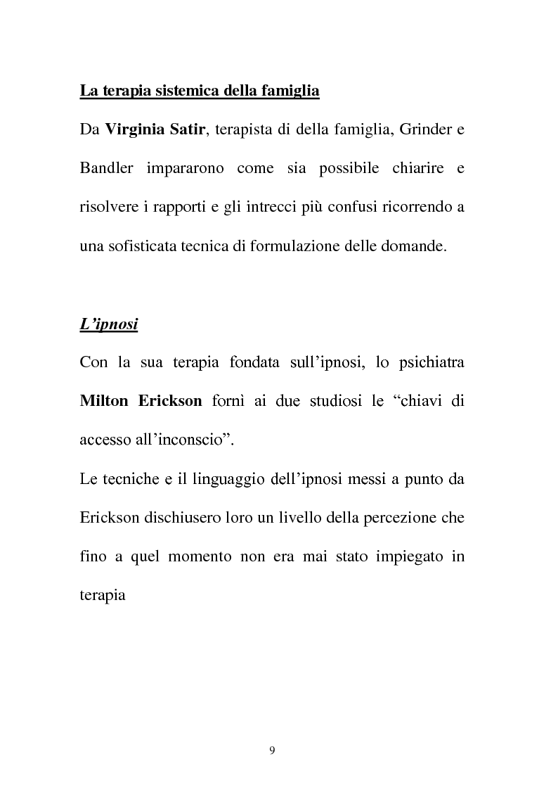 Anteprima della tesi: La Programmazione Neuro Linguistica come modalità di comunicazione efficace, Pagina 9