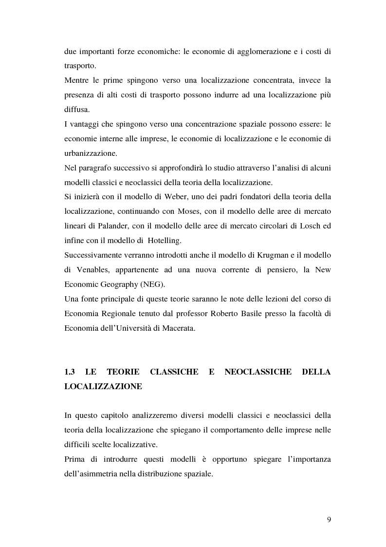 Anteprima della tesi: La teoria della localizzazione e gli investimenti diretti esteri in Italia, Pagina 9