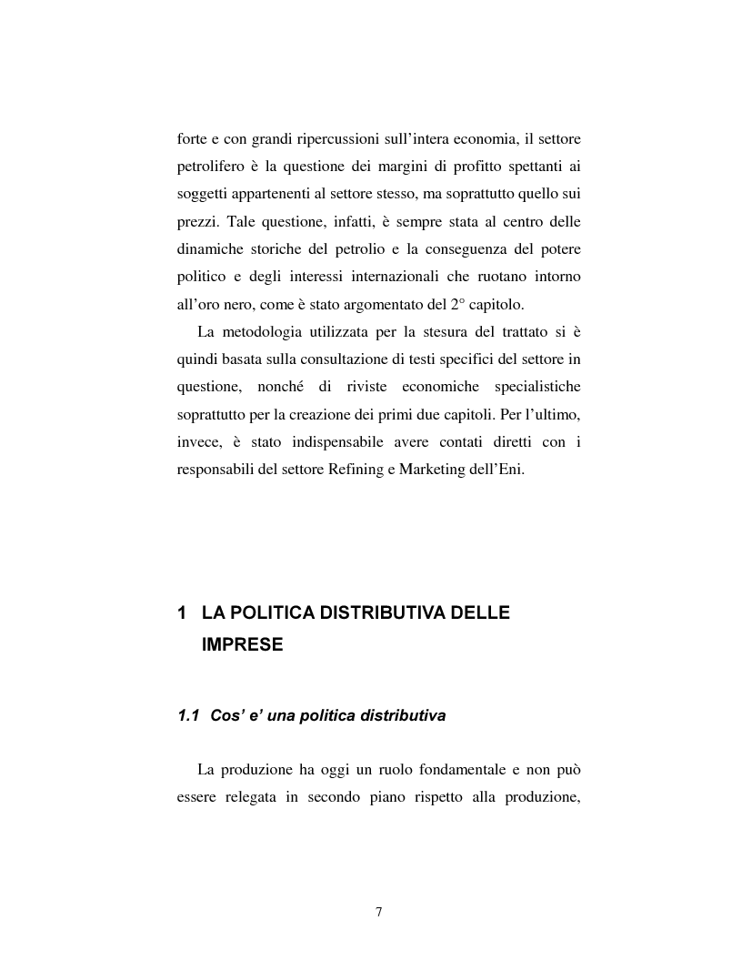 Anteprima della tesi: Problematiche nella politica distributiva delle imprese: il caso ENI, Pagina 4