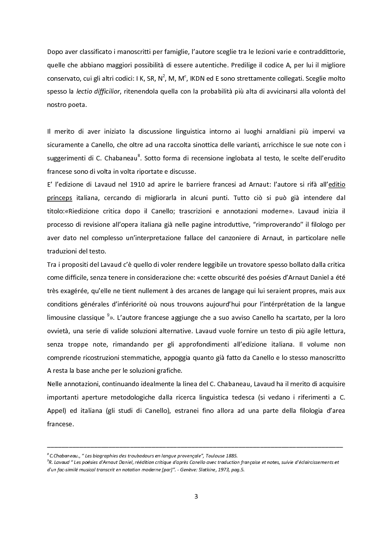 Anteprima della tesi: Edizioni critiche di Arnaut Daniel, confronto tra i commenti, Pagina 3