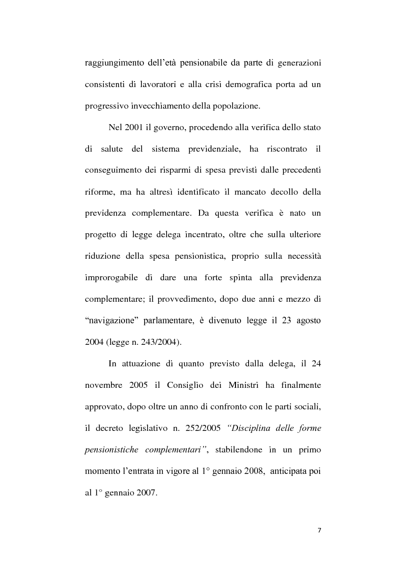 Anteprima della tesi: Fondi Pensione e riforma del Tfr: sistemi finanziari, tipologie e funzionamento dei fondi a contribuzione definita secondo il d.lgs. 252/2005, Pagina 2