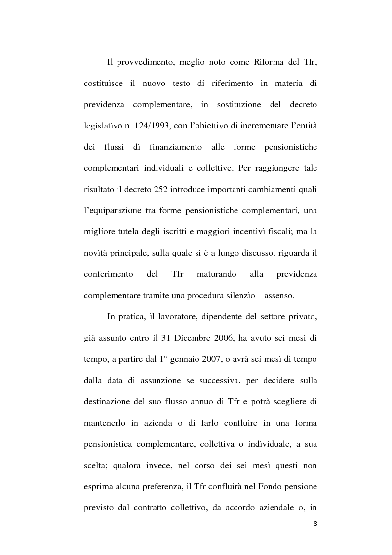 Anteprima della tesi: Fondi Pensione e riforma del Tfr: sistemi finanziari, tipologie e funzionamento dei fondi a contribuzione definita secondo il d.lgs. 252/2005, Pagina 3