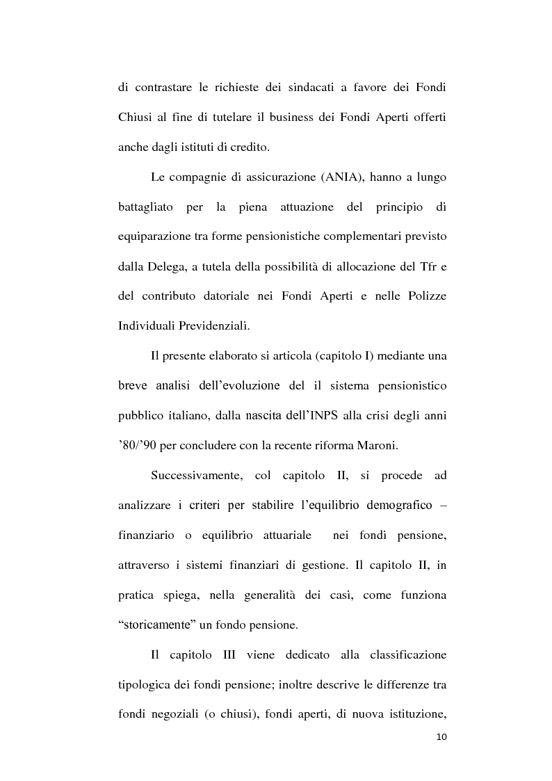Anteprima della tesi: Fondi Pensione e riforma del Tfr: sistemi finanziari, tipologie e funzionamento dei fondi a contribuzione definita secondo il d.lgs. 252/2005, Pagina 5