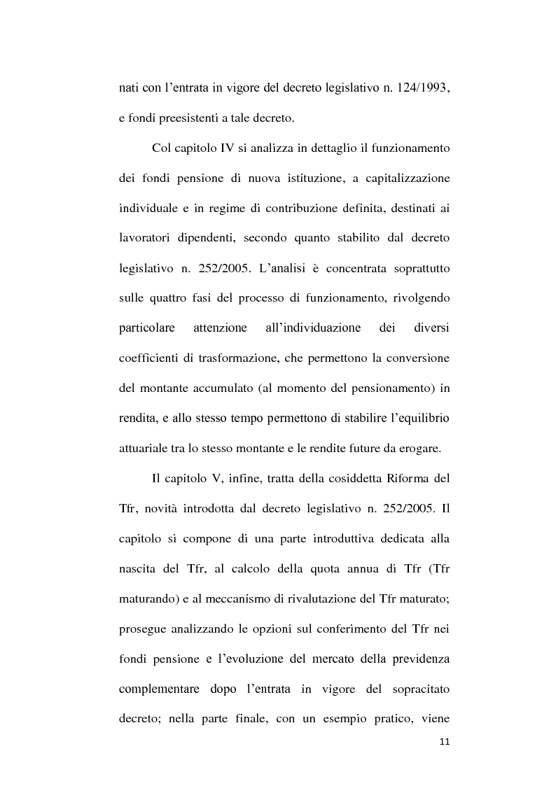Anteprima della tesi: Fondi Pensione e riforma del Tfr: sistemi finanziari, tipologie e funzionamento dei fondi a contribuzione definita secondo il d.lgs. 252/2005, Pagina 6