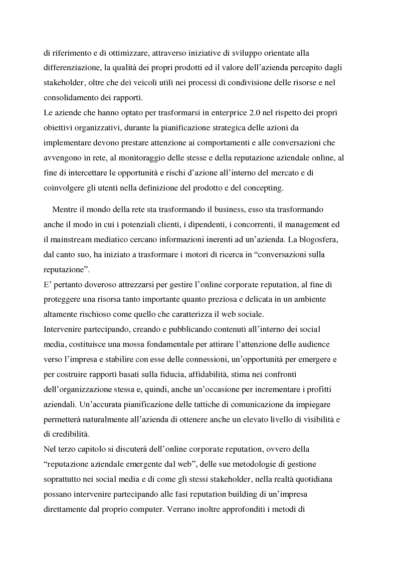 Anteprima della tesi: La gestione della corporate reputation nei social media, Pagina 4