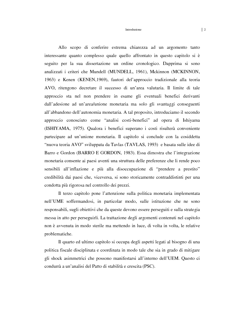 Anteprima della tesi: Unificazione monetaria europea e teoria delle aree valutarie ottimali, Pagina 2
