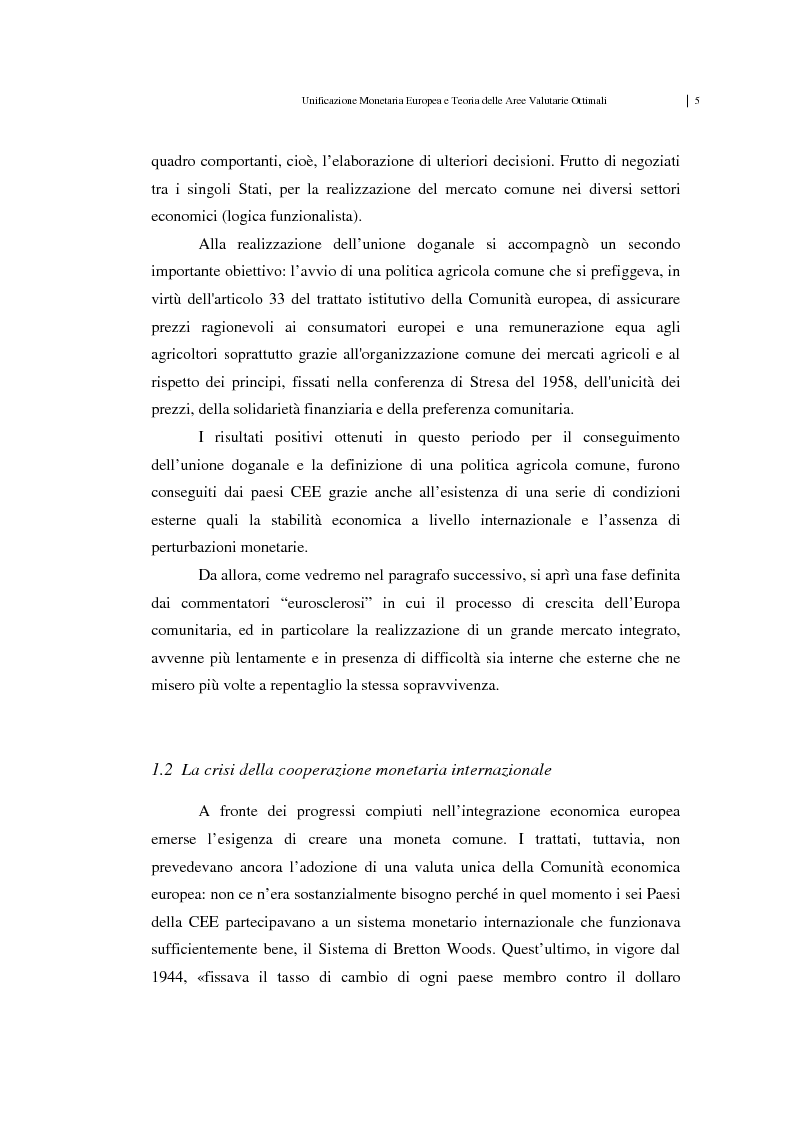 Anteprima della tesi: Unificazione monetaria europea e teoria delle aree valutarie ottimali, Pagina 5