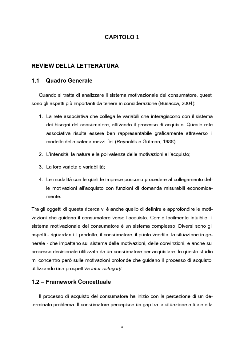 Anteprima della tesi: Means-end chain: il valore della means-end chain in una prospettiva inter-category, Pagina 3