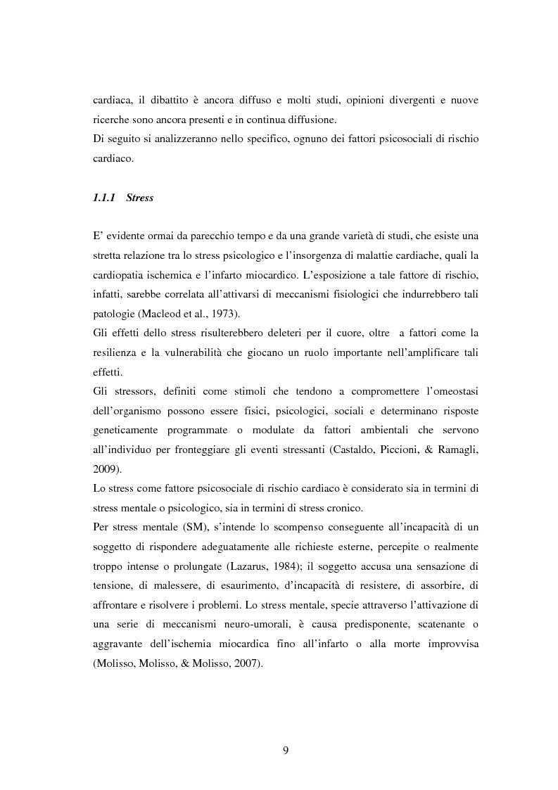 Anteprima della tesi: Scrittura espressiva e fattori psicosociali di rischio in pazienti cardiopatici, Pagina 7