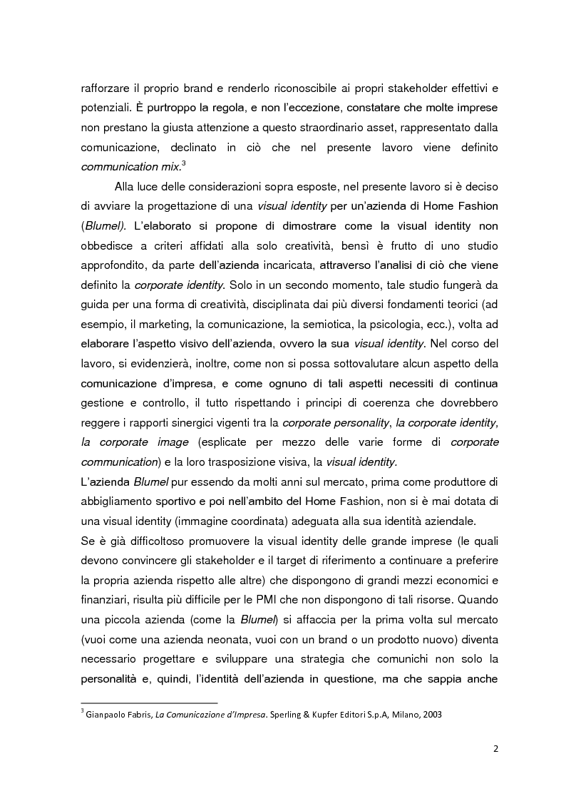 Anteprima della tesi: La visual identity aziendale: il caso Blumel, Pagina 2