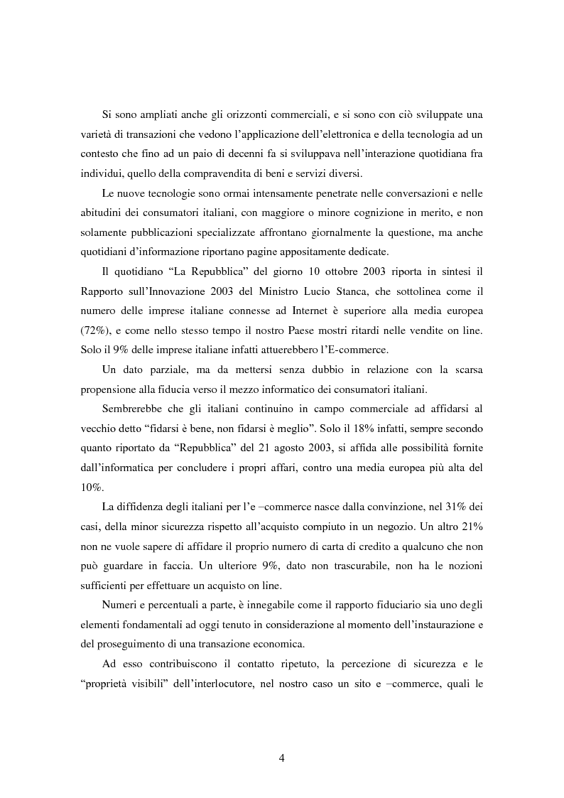 Anteprima della tesi: Modalità di sviluppo delle relazioni di fiducia nelle interazioni on line. Il caso b-to-c in contesti naturali., Pagina 2