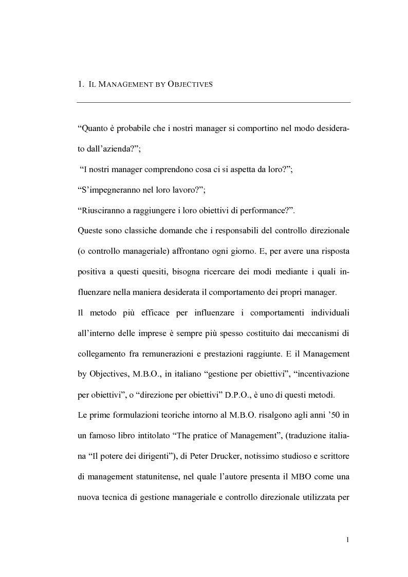 Anteprima della tesi: Il sistema premi/incentivi nell'economia d'azienda: dal Management by objectives al Balanced Scorecard, Pagina 5