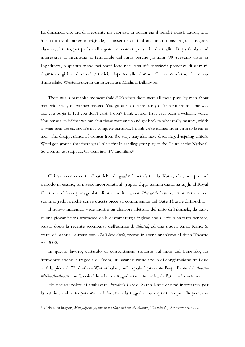 Anteprima della tesi: Fedra e l'Usignolo. Riscrittura del mito nel teatro di Timberlake Wertenbaker e Sarah Kane, Pagina 4