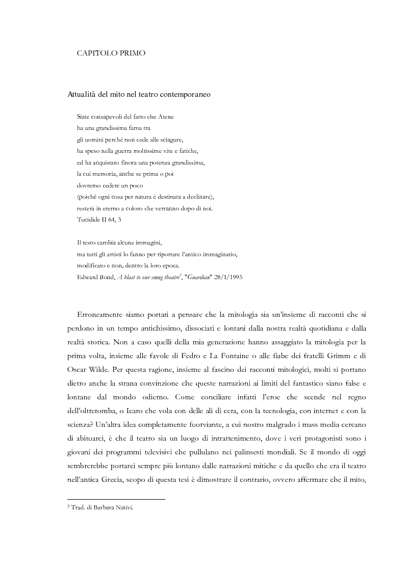 Anteprima della tesi: Fedra e l'Usignolo. Riscrittura del mito nel teatro di Timberlake Wertenbaker e Sarah Kane, Pagina 7