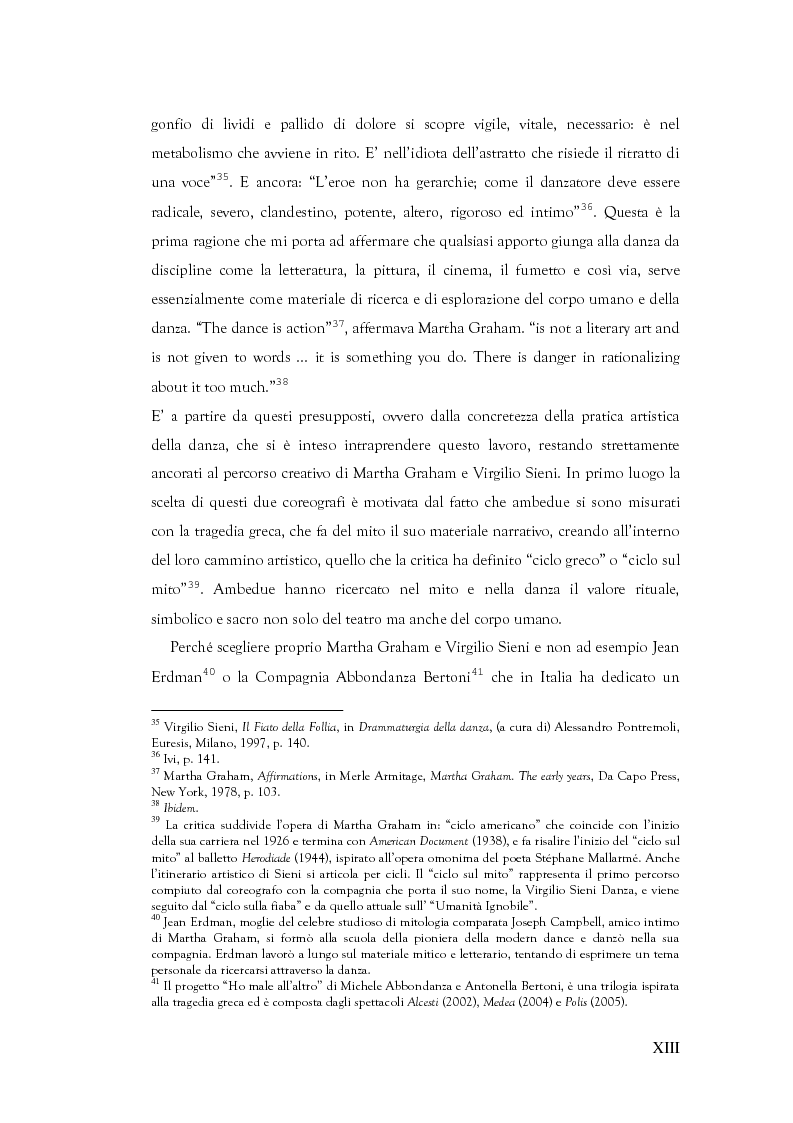 Anteprima della tesi: Mito e Tragedia nella coreografia di Martha Graham e Virgilio Sieni, Pagina 13