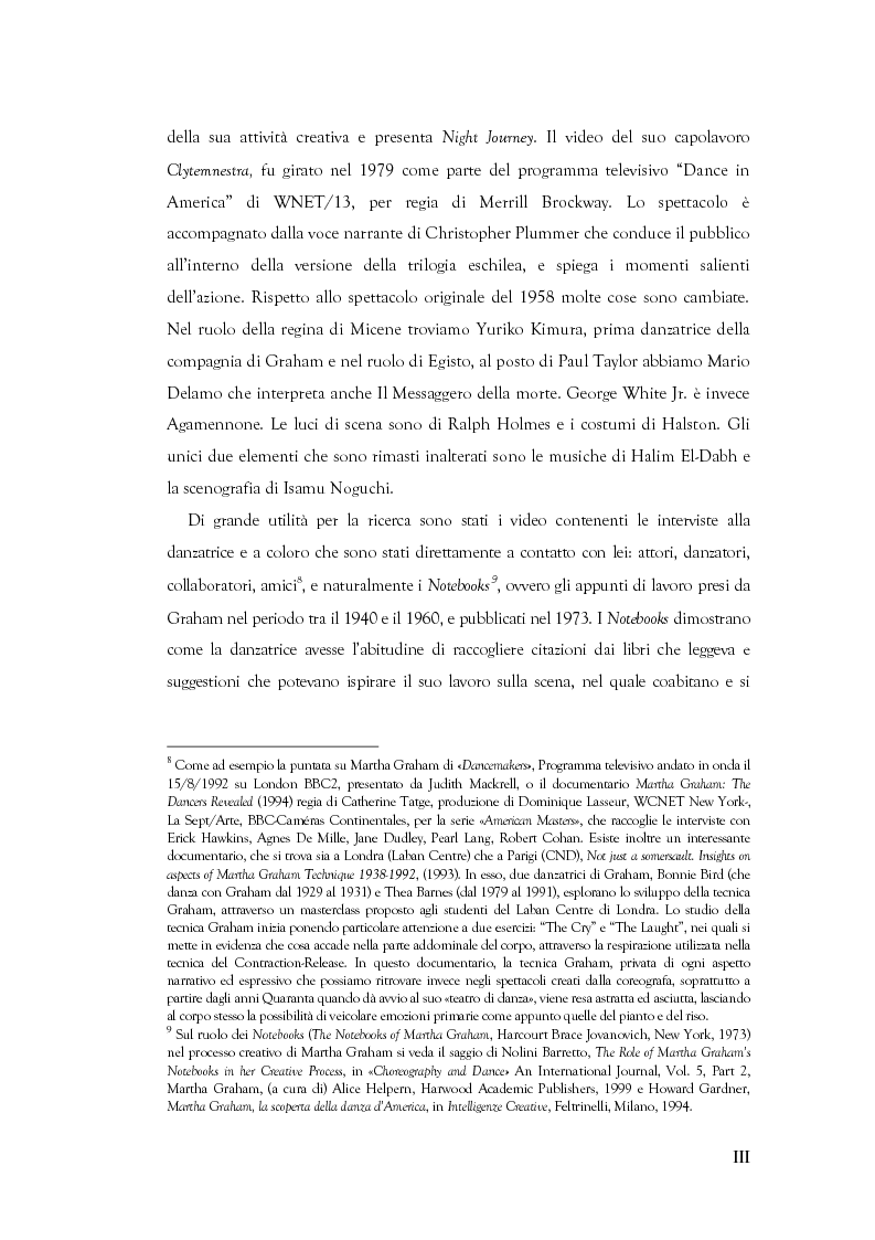 Anteprima della tesi: Mito e Tragedia nella coreografia di Martha Graham e Virgilio Sieni, Pagina 3